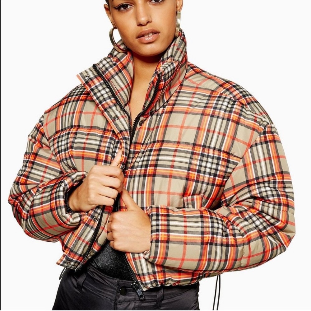NWOT TOPSHOP PLAID PUFFER